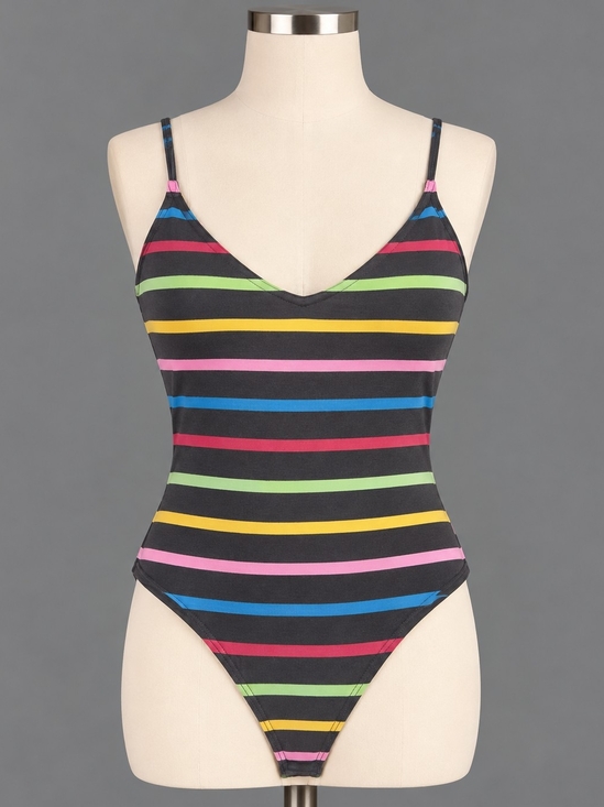 gaze Other - Gaze Multicolor Striped Bodysuit Women’s Size M NWT